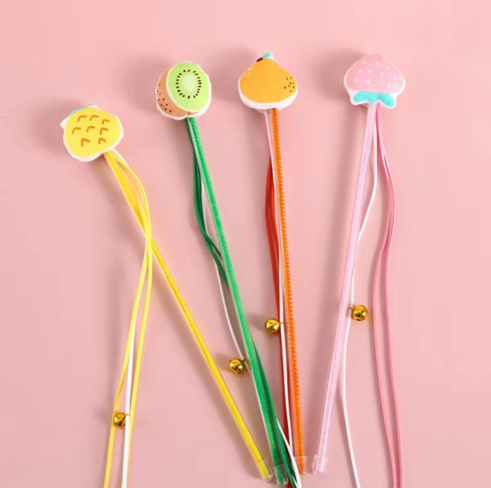 Cute Cartoon Fruit Fabric Cat Stick with Long Tassels |  Cat Toys - Image 3