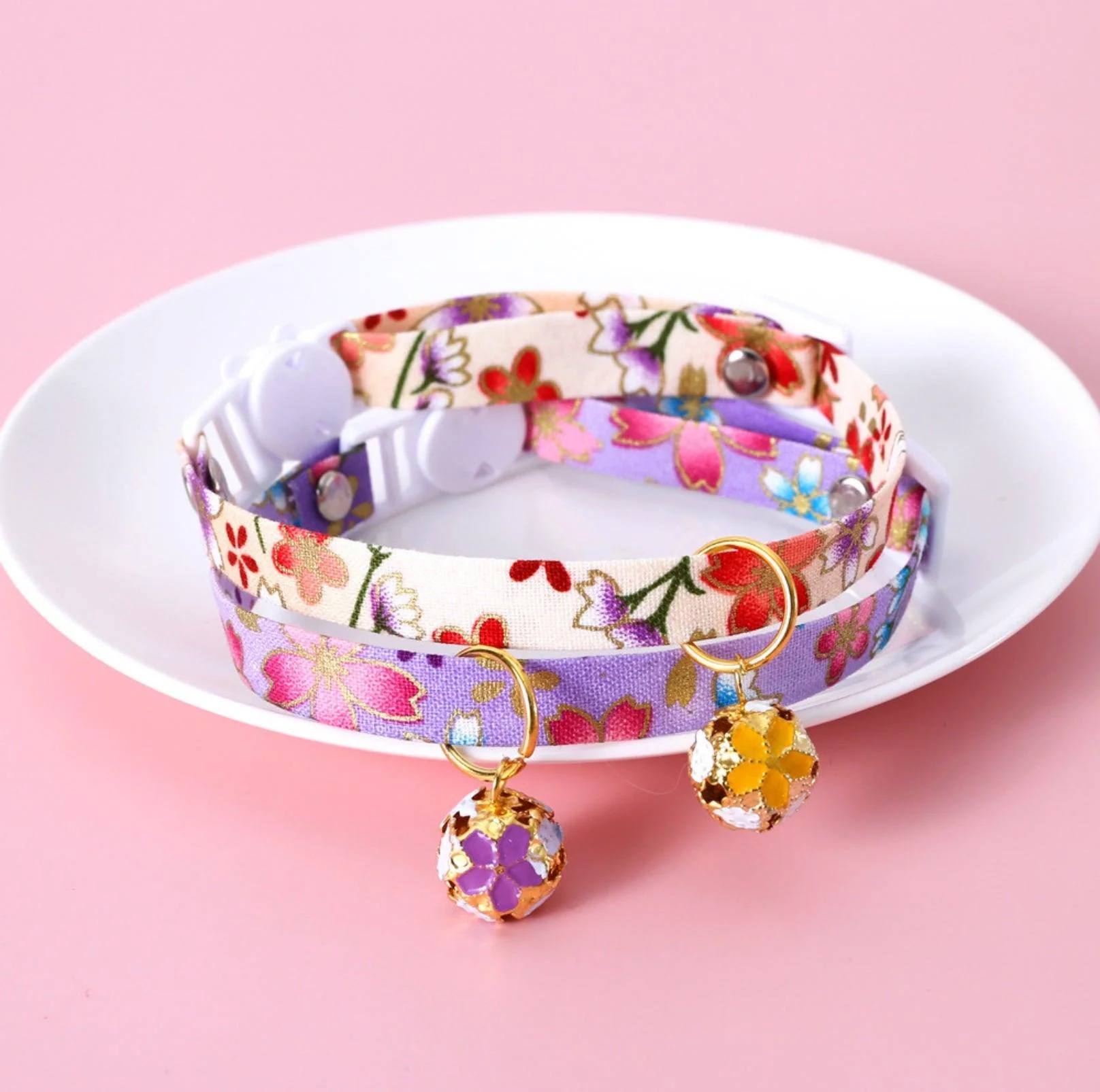 Japanese Style Adjustable Pet Flower Hollow Bell Collar - Image 8