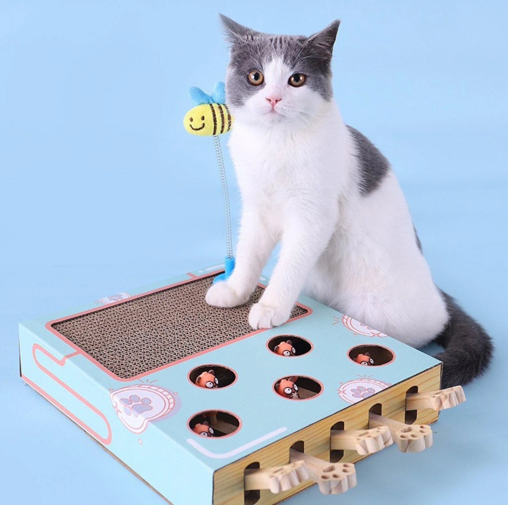 MIAOFAIRY Whack-a-Mole 3-in-1 Cat Scratcher and Toy - Image 12