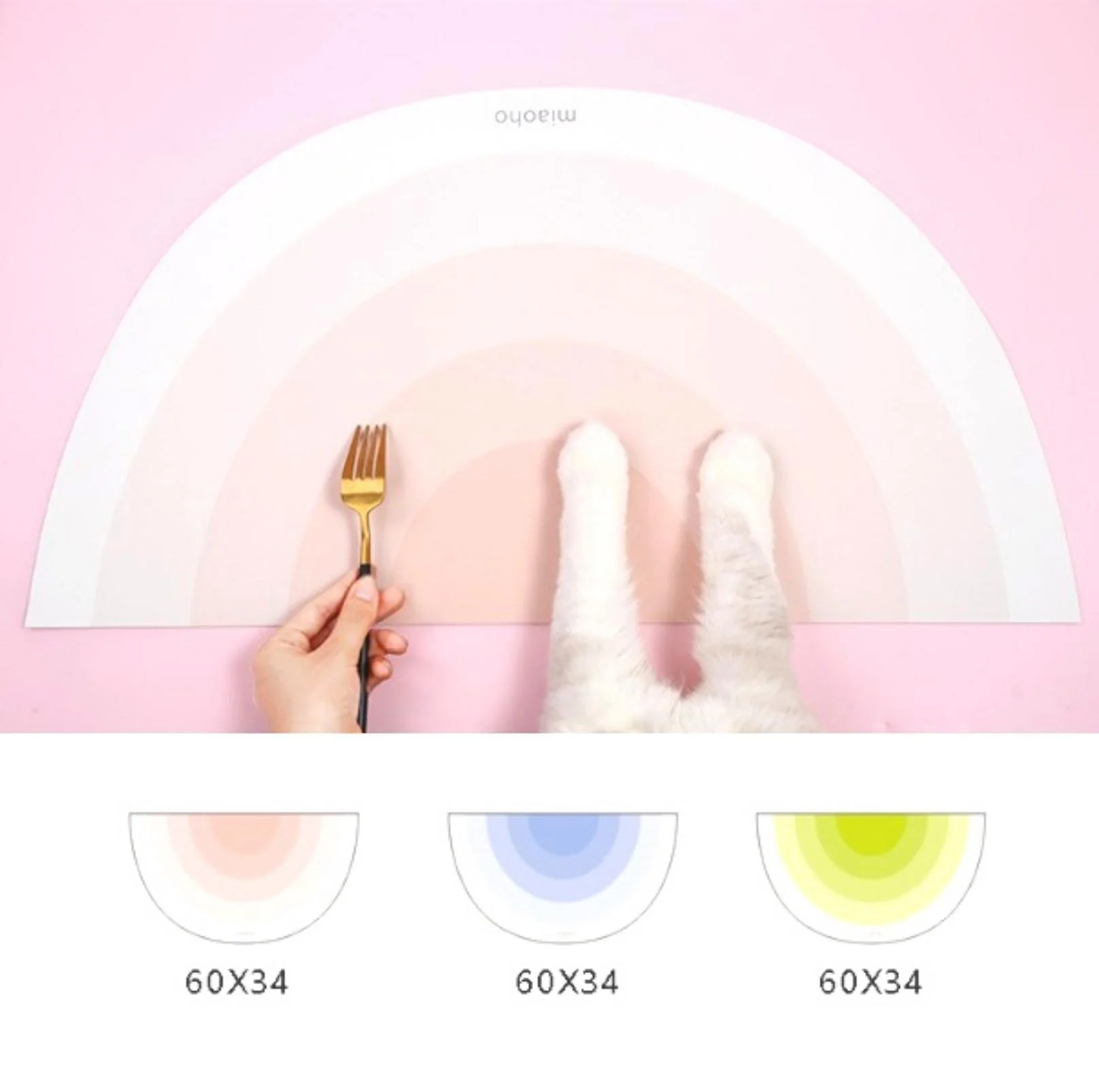 Miaoho Waterproof Semi-Circular Rainbow-Styled Pet Food Mat - Image 4
