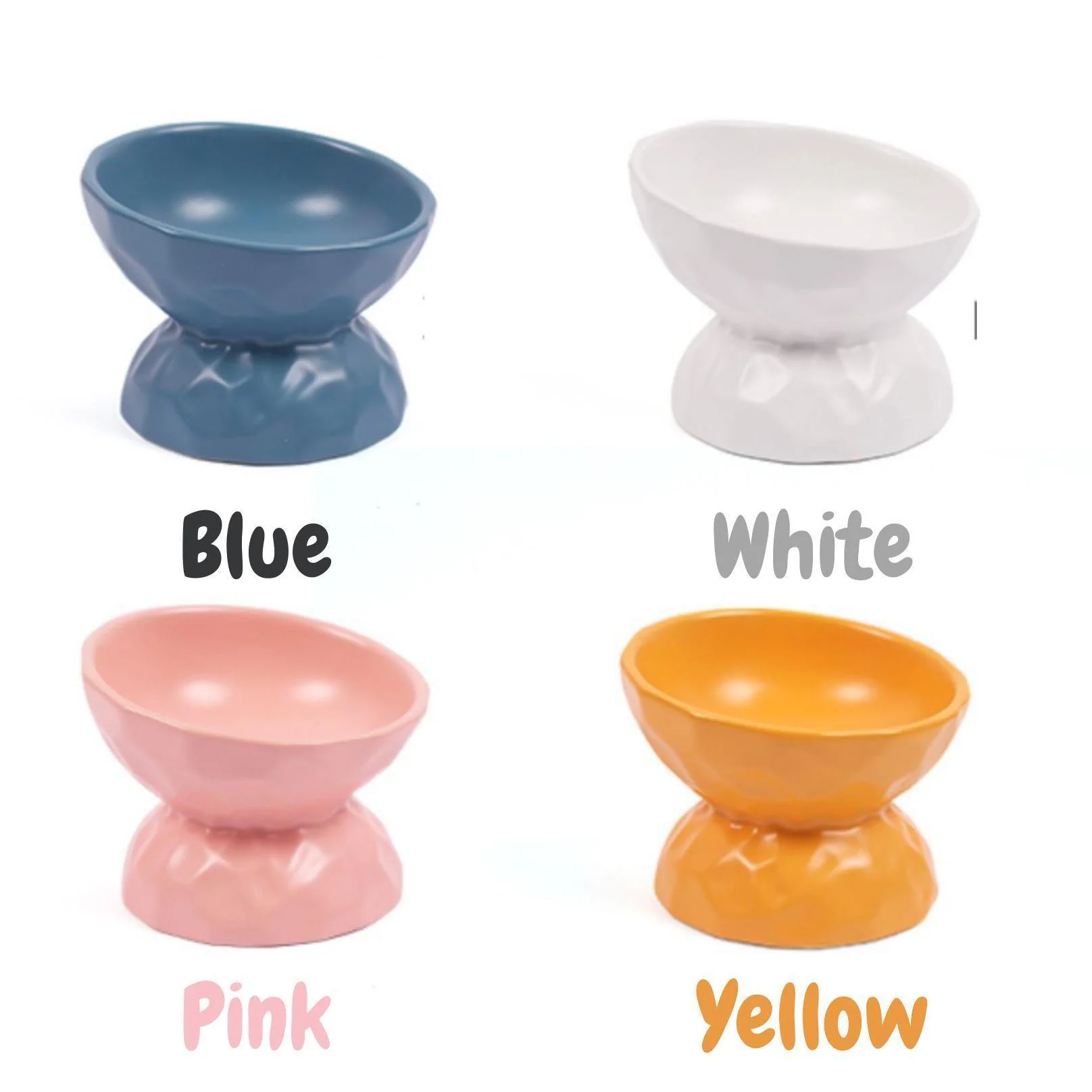 Tilting Ceramic Cat Bowls With Uneven Texture - Image 6